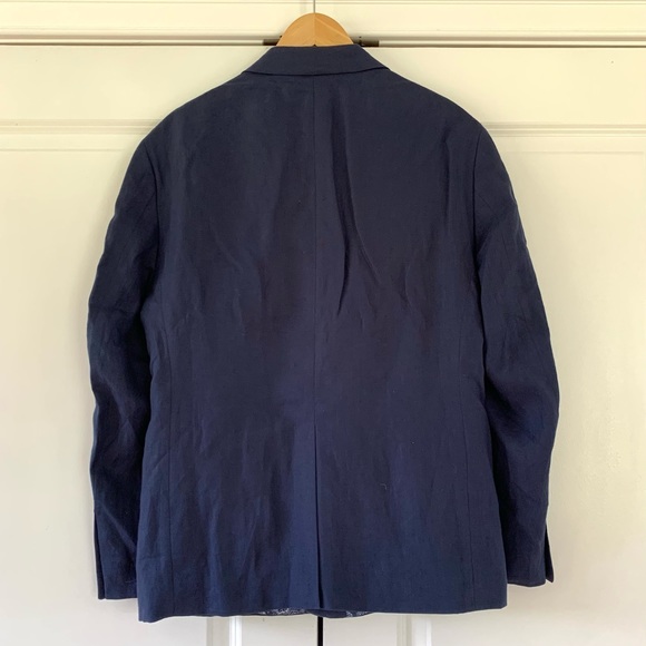 Ralph Lauren Blazer 100% Linen Navy Blue Jacket Summer Sports Coat Size 40 S - Picture 2 of 7